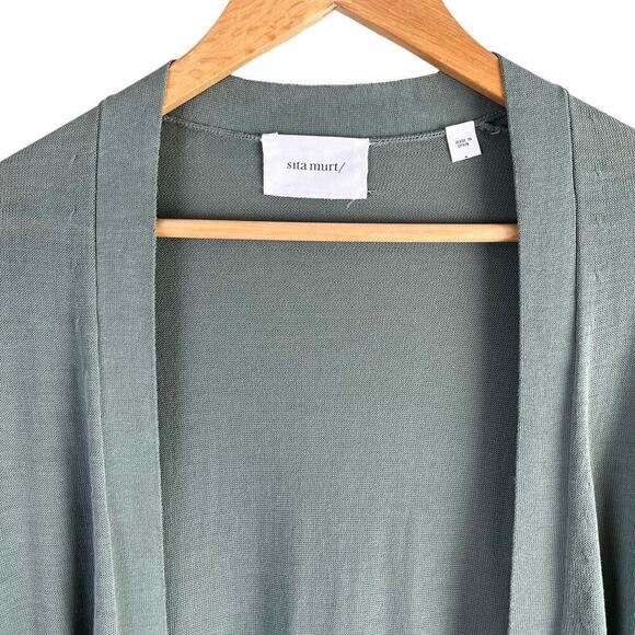 Sita Murt Long Cardigan in sage Green Lightweight 100% Cotton, Size EU 40 / US 8 - Picture 2 of 13